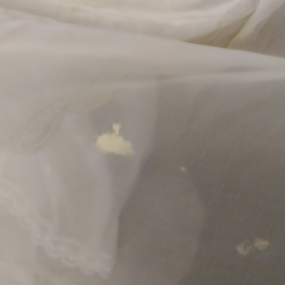 Off-white Sheer Curtain Panels w/lace or Embroidered Scalloped 3" Lace (8 yds) - Picture 7 of 8